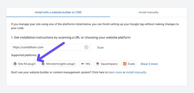 setting up google tag via site kit wordpress plugin