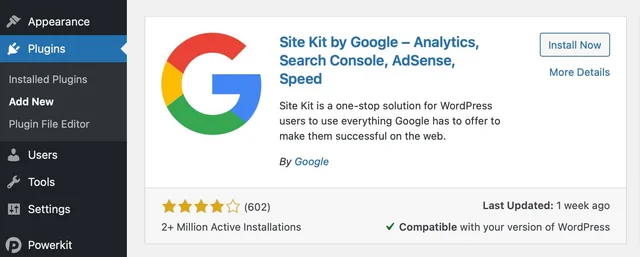 installing site kit wordpress plugin