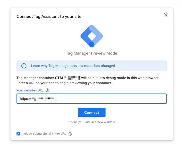 connect tag assistant to the website