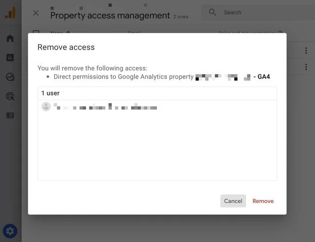 delete user from google analytics