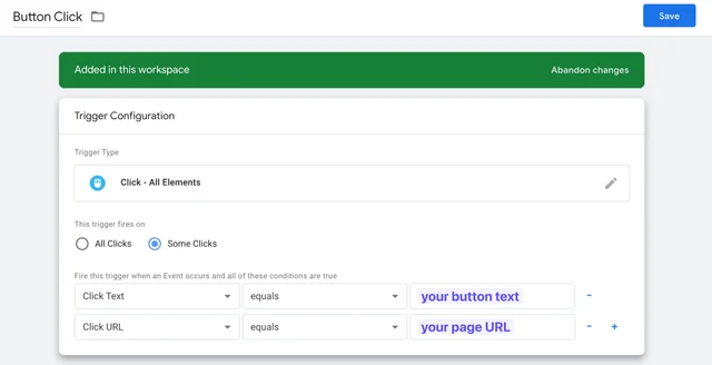 setup new trigger variables for button