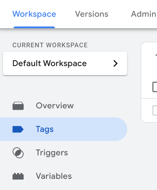 tags tab in gtm