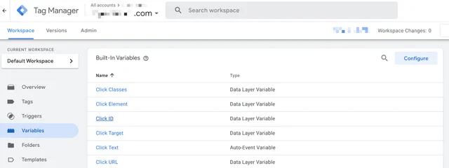 configure google tag manager variables