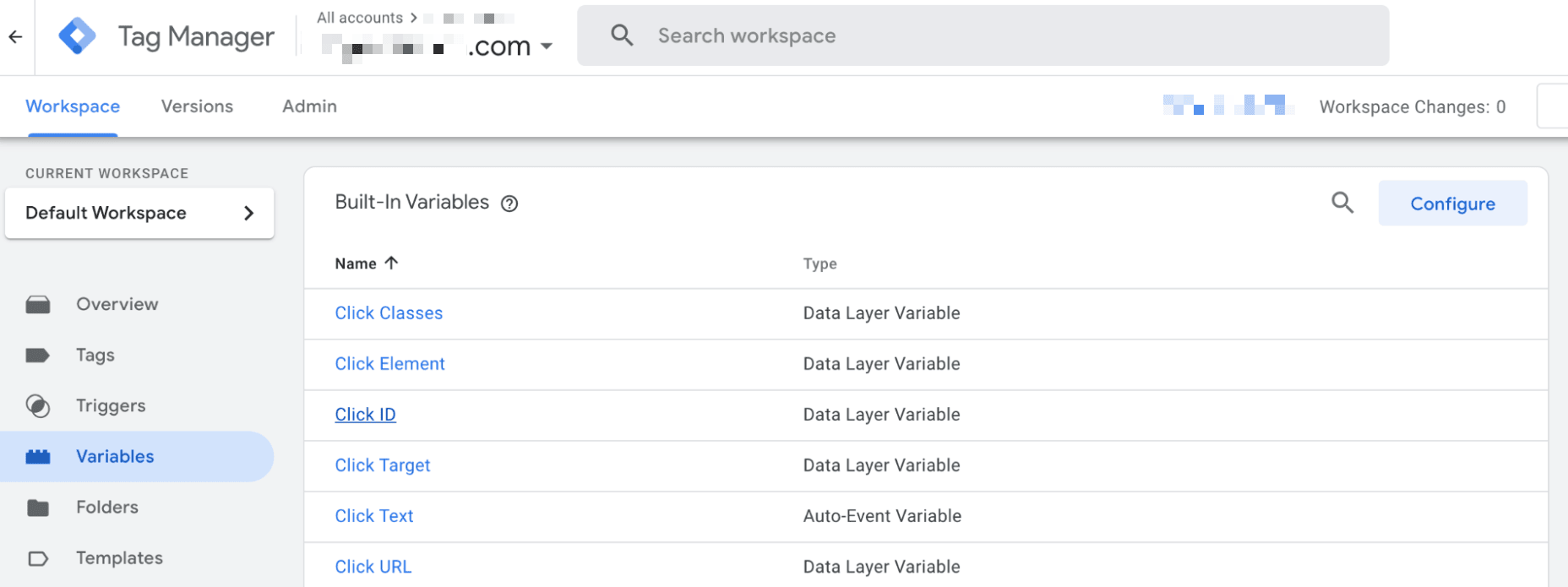 configure google tag manager variables