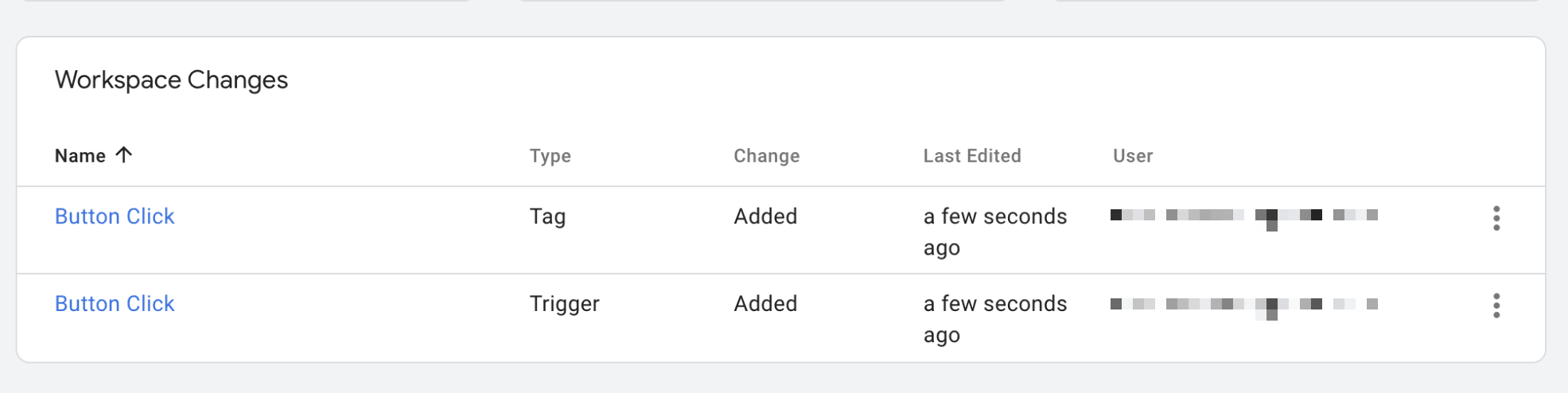 gtm workspace tags list