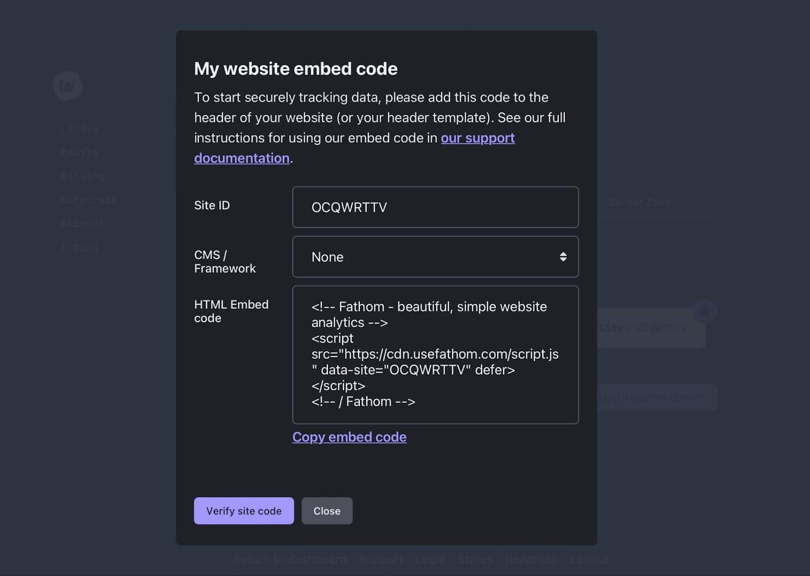 embed code in head of your website