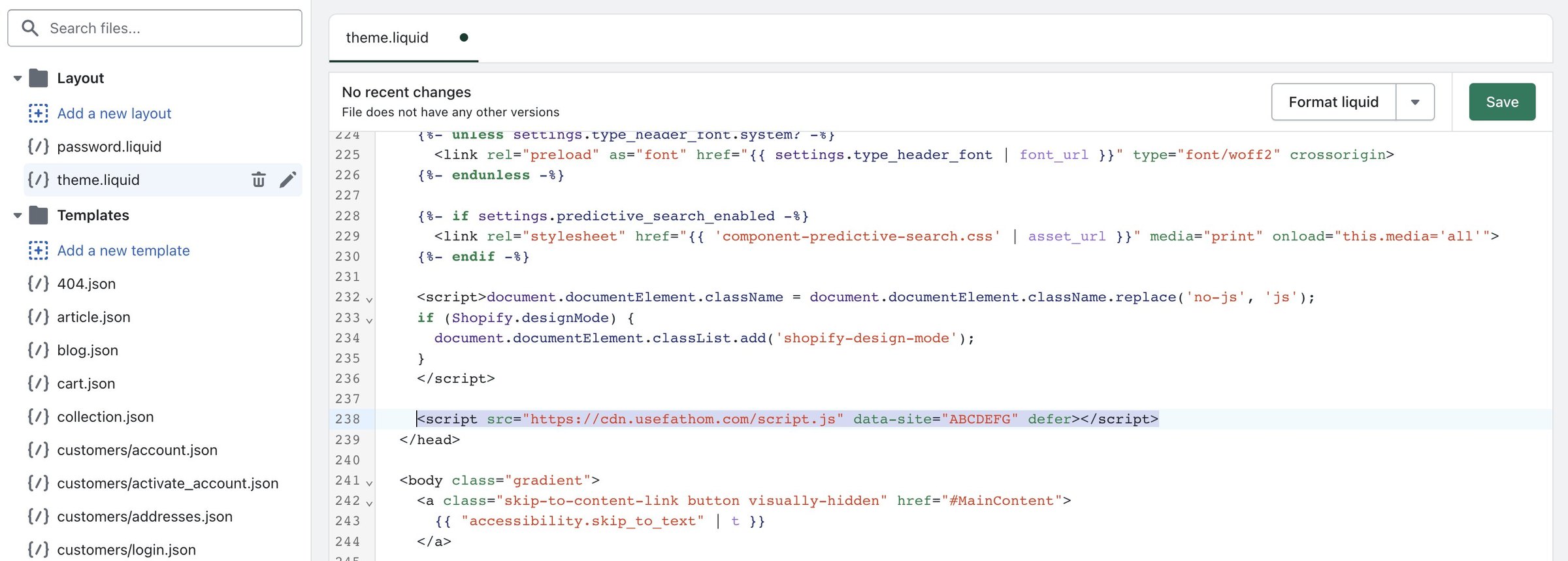 Editing a theme's code