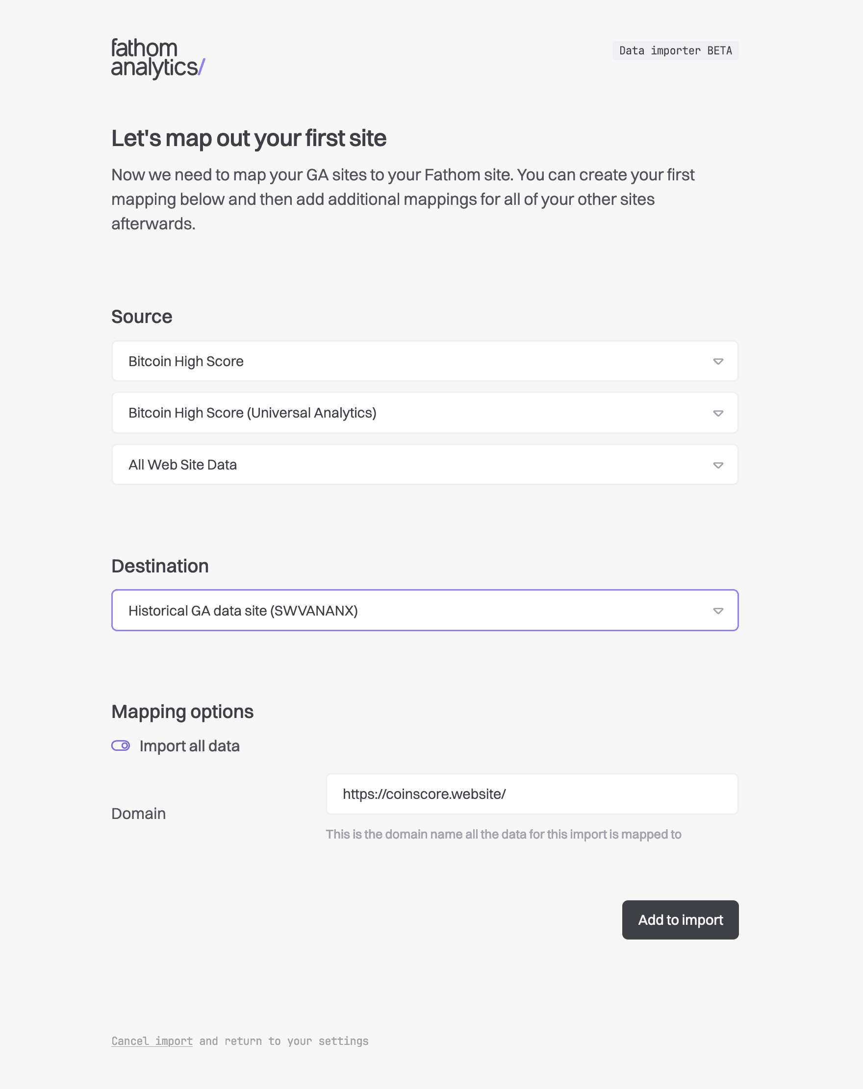 Map out an import